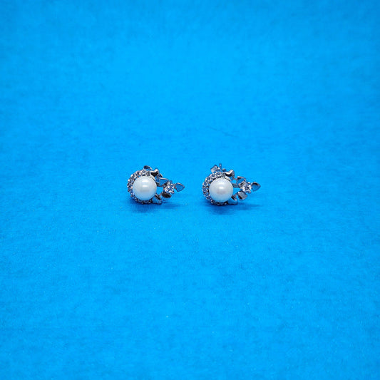 925 silver Moon Pearl Blossom Studs