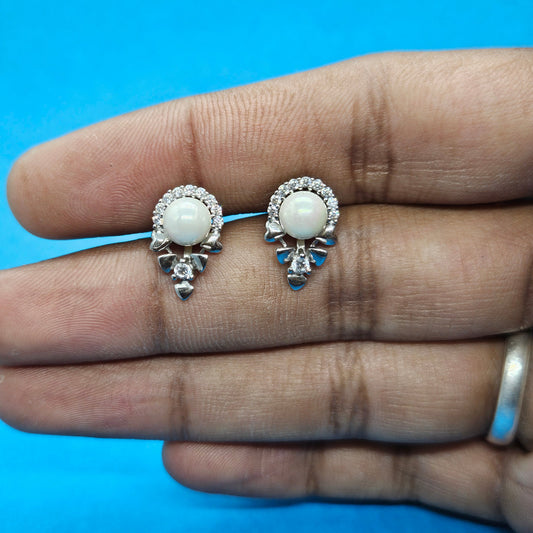 925 silver Moon Pearl Blossom Studs
